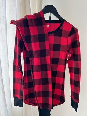 Old Navy Red & Black Buffalo Plaid Thermal Top and Legging Set